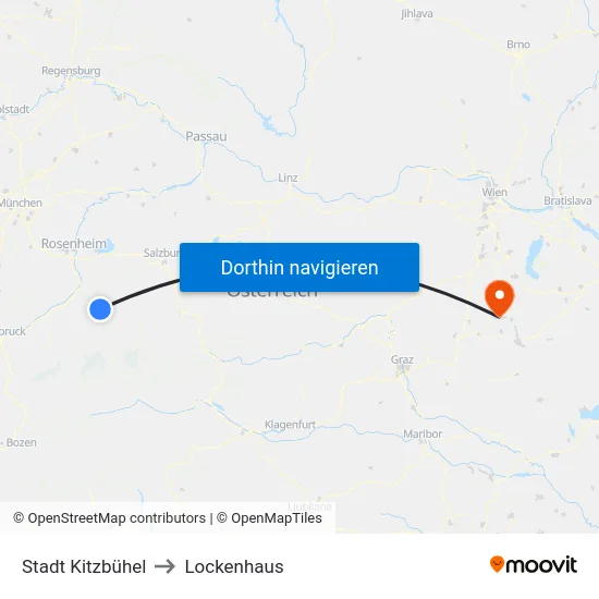 Stadt Kitzbühel to Lockenhaus map