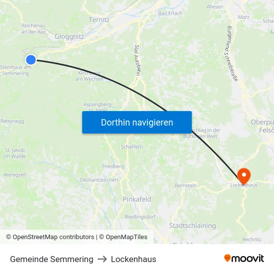 Gemeinde Semmering to Lockenhaus map