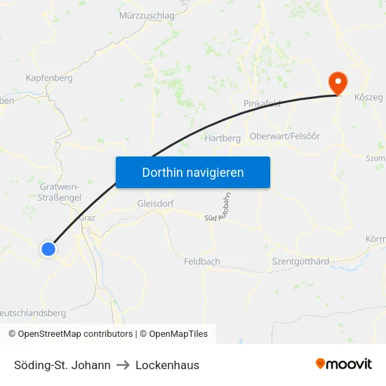 Söding-St. Johann to Lockenhaus map