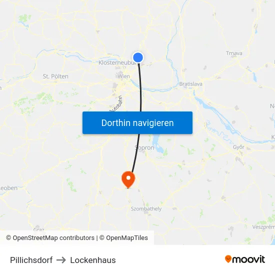 Pillichsdorf to Lockenhaus map