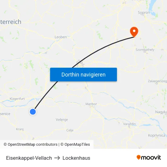 Eisenkappel-Vellach to Lockenhaus map