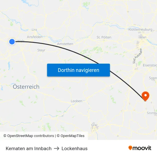 Kematen am Innbach to Lockenhaus map