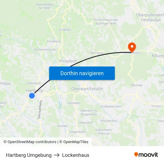 Hartberg Umgebung to Lockenhaus map