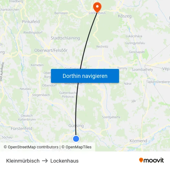 Kleinmürbisch to Lockenhaus map