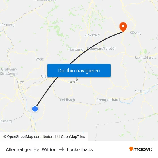 Allerheiligen Bei Wildon to Lockenhaus map