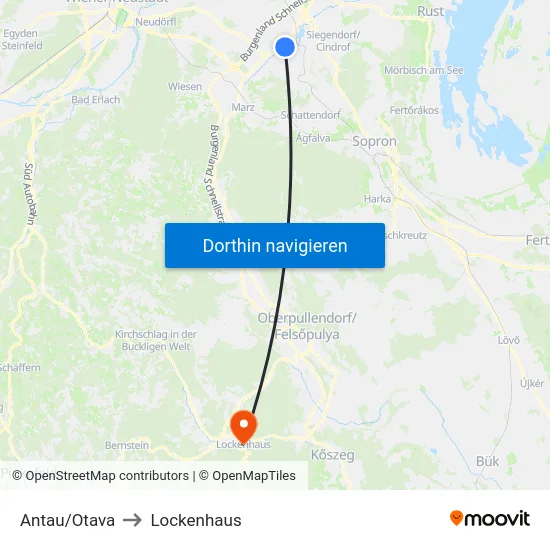 Antau/Otava to Lockenhaus map