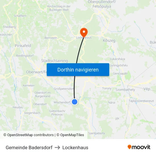 Gemeinde Badersdorf to Lockenhaus map