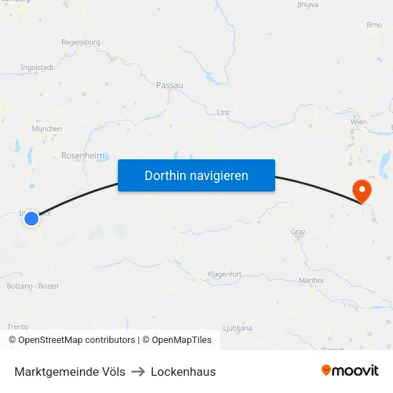 Marktgemeinde Völs to Lockenhaus map