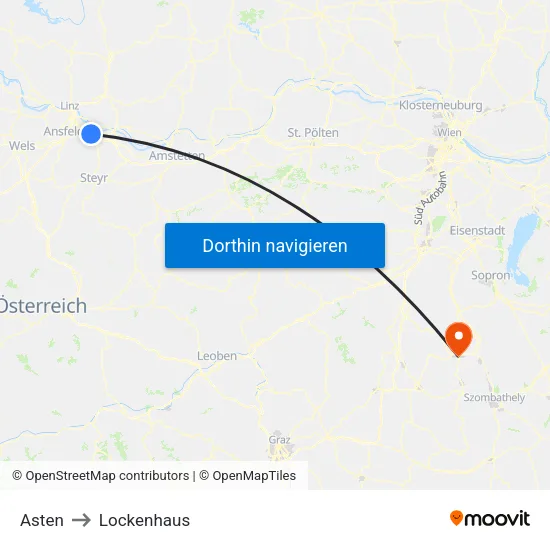 Asten to Lockenhaus map