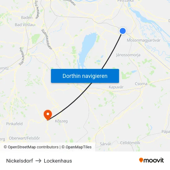 Nickelsdorf to Lockenhaus map