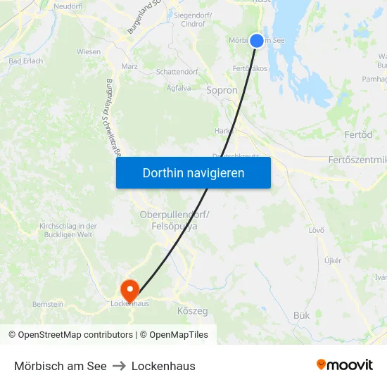 Mörbisch am See to Lockenhaus map