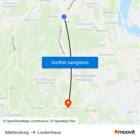 Mattersburg to Lockenhaus map