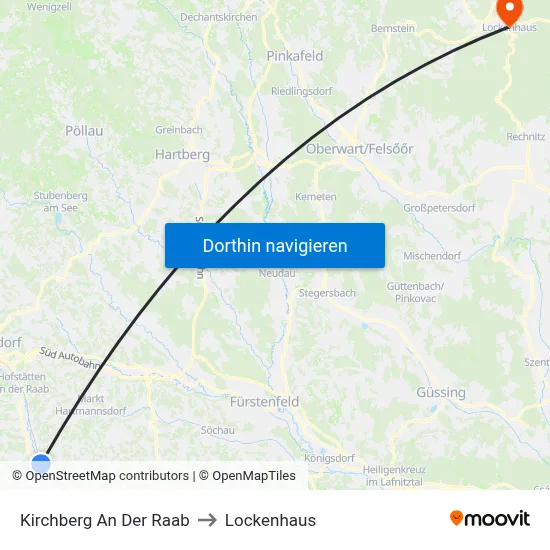 Kirchberg An Der Raab to Lockenhaus map