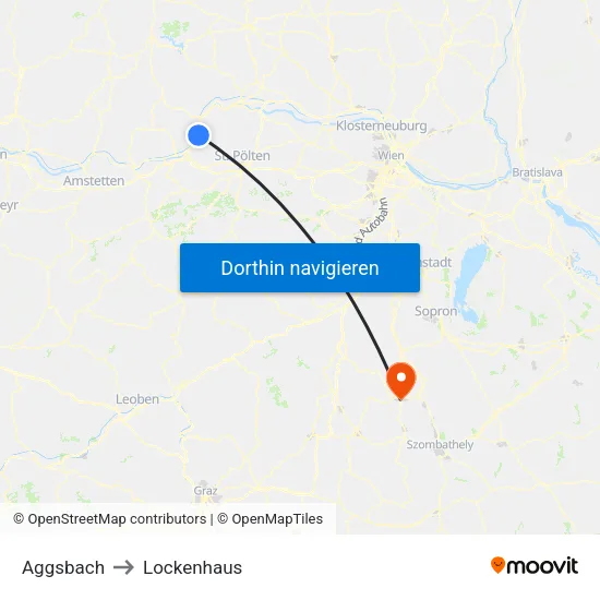 Aggsbach to Lockenhaus map
