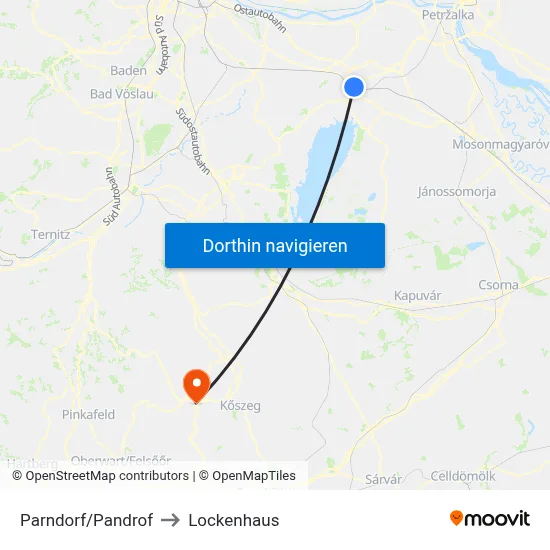 Parndorf/Pandrof to Lockenhaus map