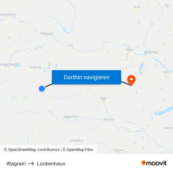Wagrain to Lockenhaus map