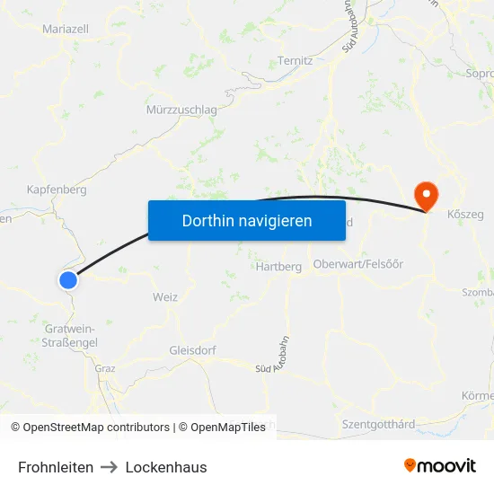 Frohnleiten to Lockenhaus map