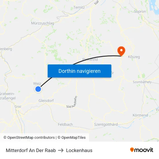 Mitterdorf An Der Raab to Lockenhaus map