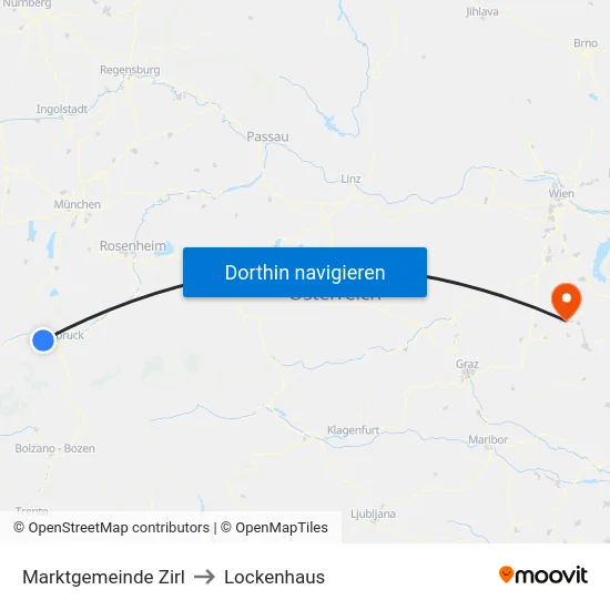 Marktgemeinde Zirl to Lockenhaus map