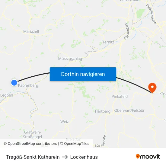 Tragöß-Sankt Katharein to Lockenhaus map