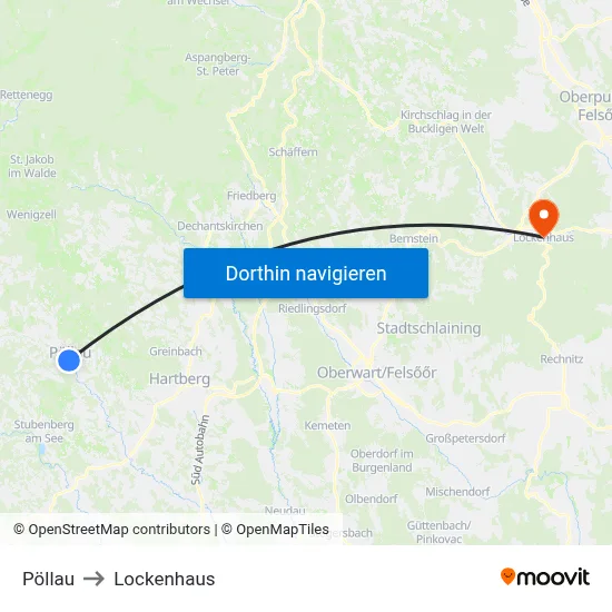 Pöllau to Lockenhaus map