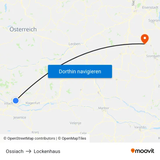 Ossiach to Lockenhaus map