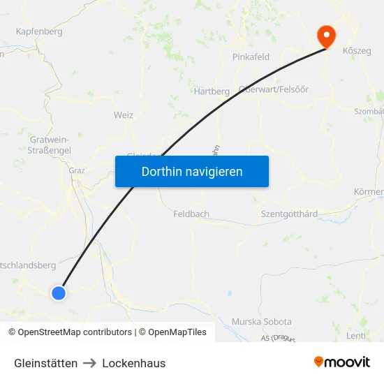 Gleinstätten to Lockenhaus map