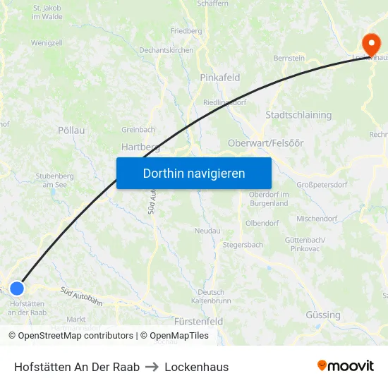 Hofstätten An Der Raab to Lockenhaus map