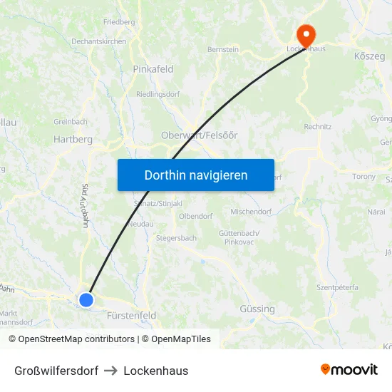 Großwilfersdorf to Lockenhaus map