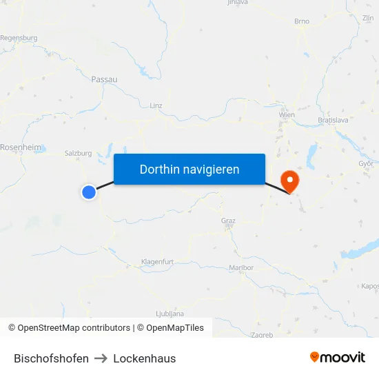 Bischofshofen to Lockenhaus map