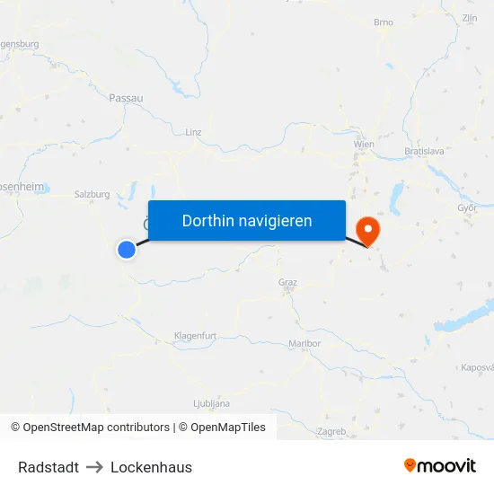 Radstadt to Lockenhaus map