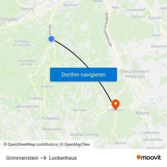 Grimmenstein to Lockenhaus map