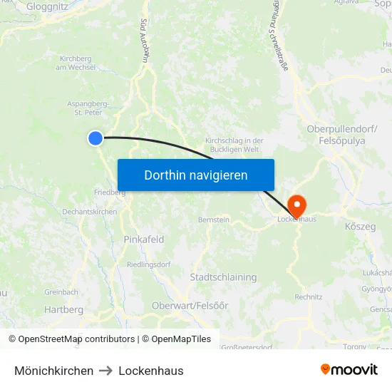 Mönichkirchen to Lockenhaus map
