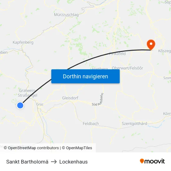 Sankt Bartholomä to Lockenhaus map