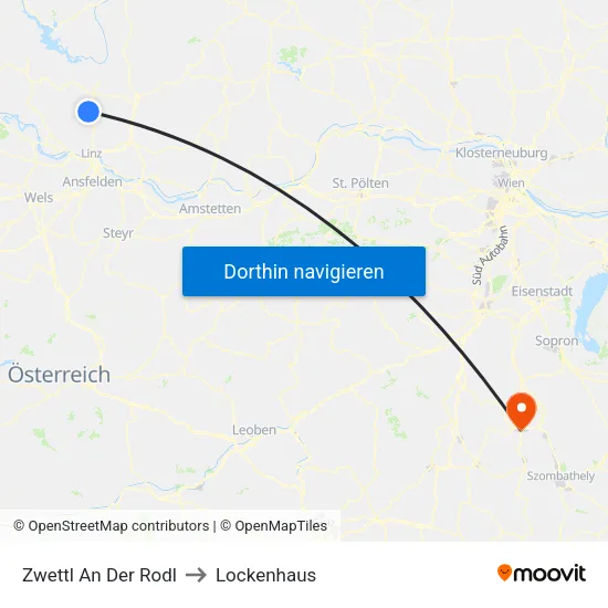 Zwettl An Der Rodl to Lockenhaus map