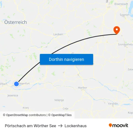 Pörtschach am Wörther See to Lockenhaus map