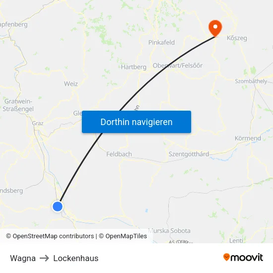 Wagna to Lockenhaus map