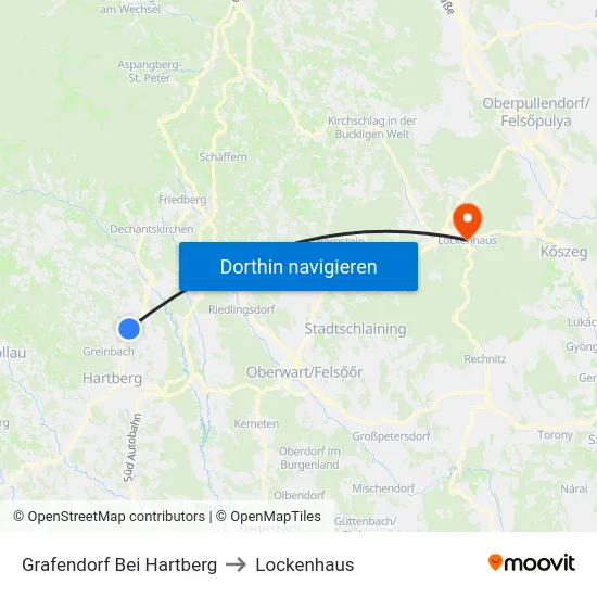 Grafendorf Bei Hartberg to Lockenhaus map