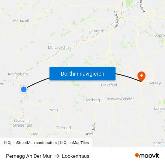 Pernegg An Der Mur to Lockenhaus map