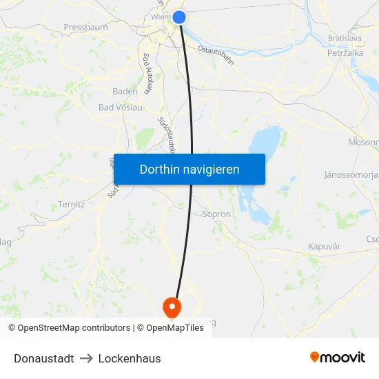 Donaustadt to Lockenhaus map
