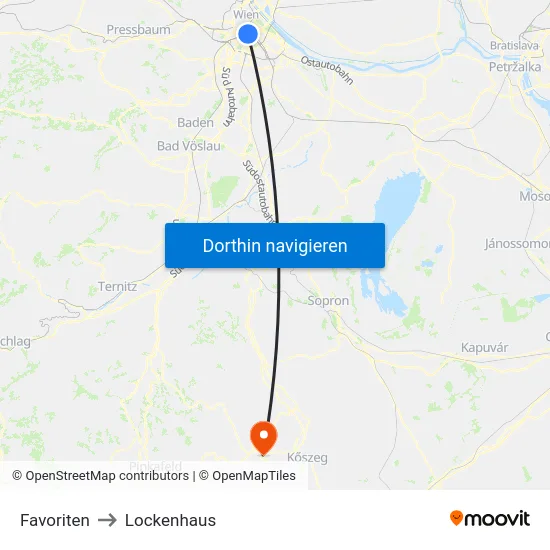 Favoriten to Lockenhaus map