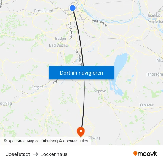 Josefstadt to Lockenhaus map