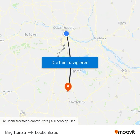 Brigittenau to Lockenhaus map