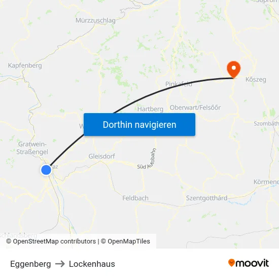 Eggenberg to Lockenhaus map