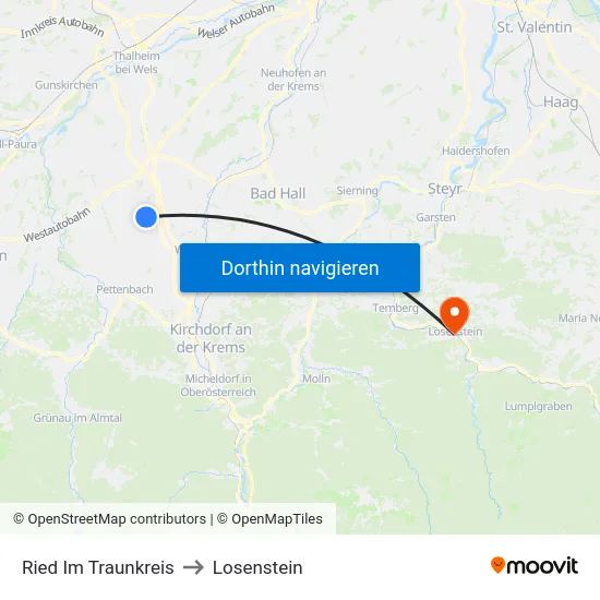 Ried Im Traunkreis to Losenstein map