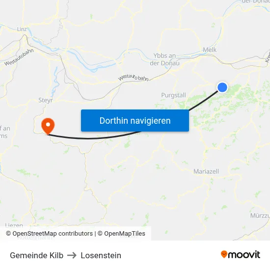 Gemeinde Kilb to Losenstein map