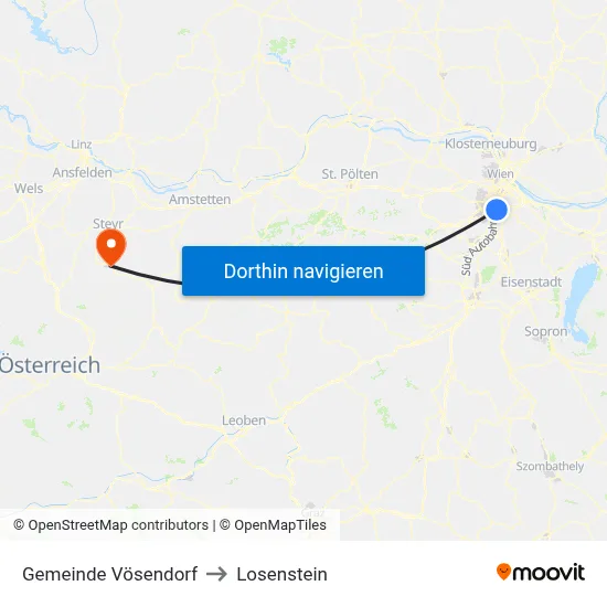 Gemeinde Vösendorf to Losenstein map