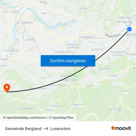 Gemeinde Bergland to Losenstein map
