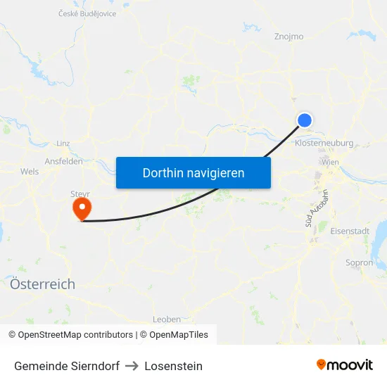 Gemeinde Sierndorf to Losenstein map