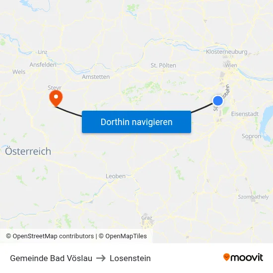 Gemeinde Bad Vöslau to Losenstein map
